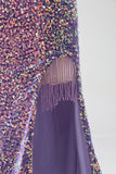 Sparkly Mermaid Light Purple Sequins Prom Dress med Slit