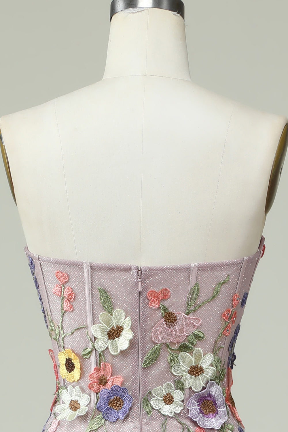 Stroppeløs A Line Prom kjole med 3D-blomster