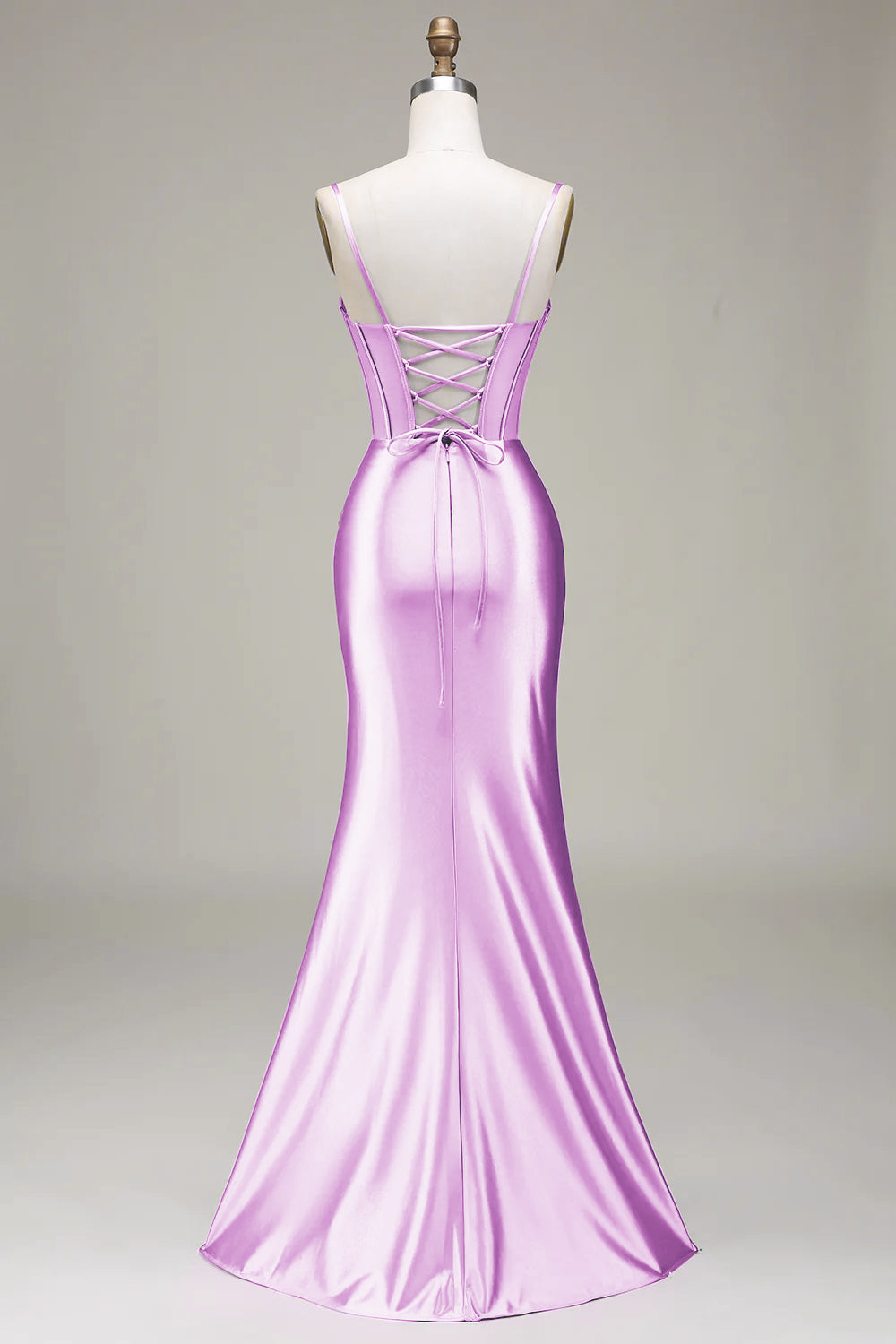 Mørkegrønn havfrue spaghetti stropper korsett Prom kjole med delt front