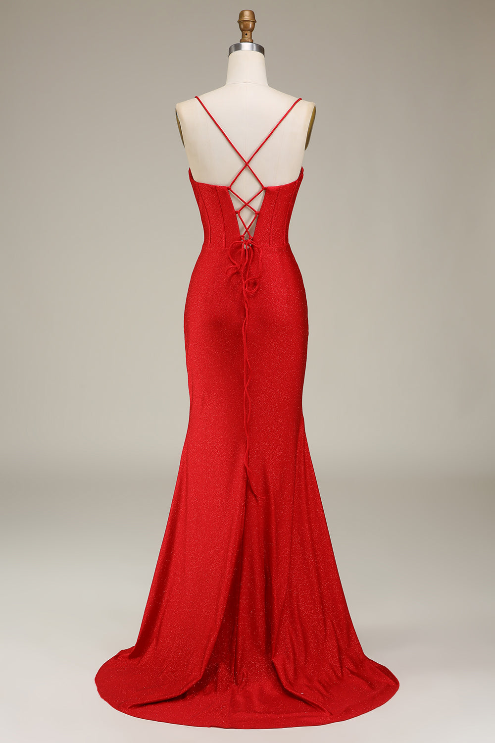 Satin Spaghetti stropper Lilac Prom kjole med korsett