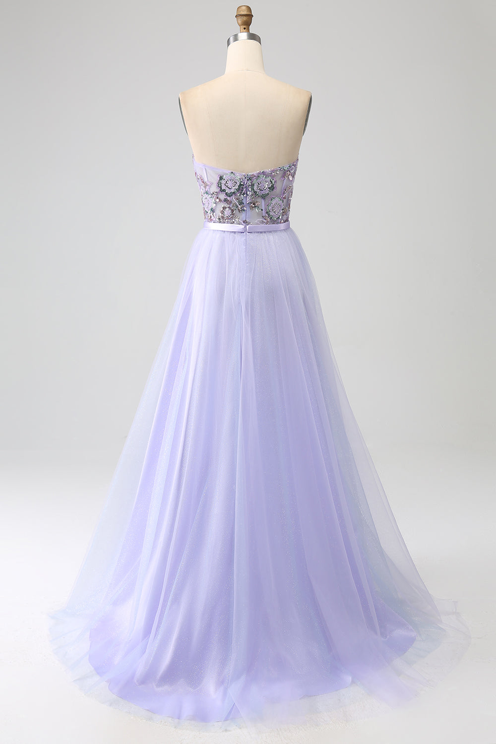 Lavendel A Line Tylle Korsett Prom kjole med Slit