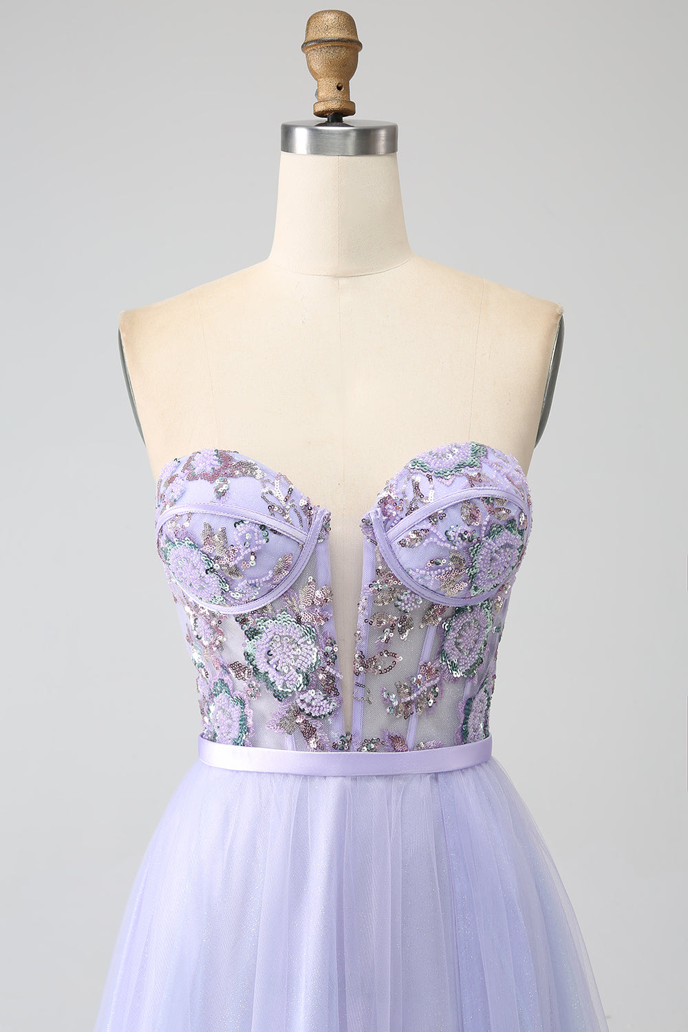 Lavendel A Line Tylle Korsett Prom kjole med Slit