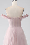 Av skulderen En Line Beaded Prom Dress med Slit