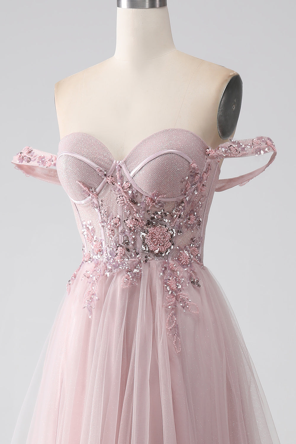 Av skulderen En Line Beaded Prom Dress med Slit