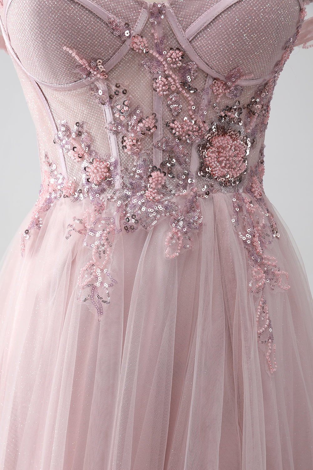 Av skulderen En Line Beaded Prom Dress med Slit