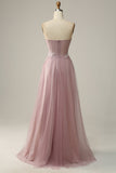 A Line Sweetheart Grey Purple Long Prom Dress med Appliques