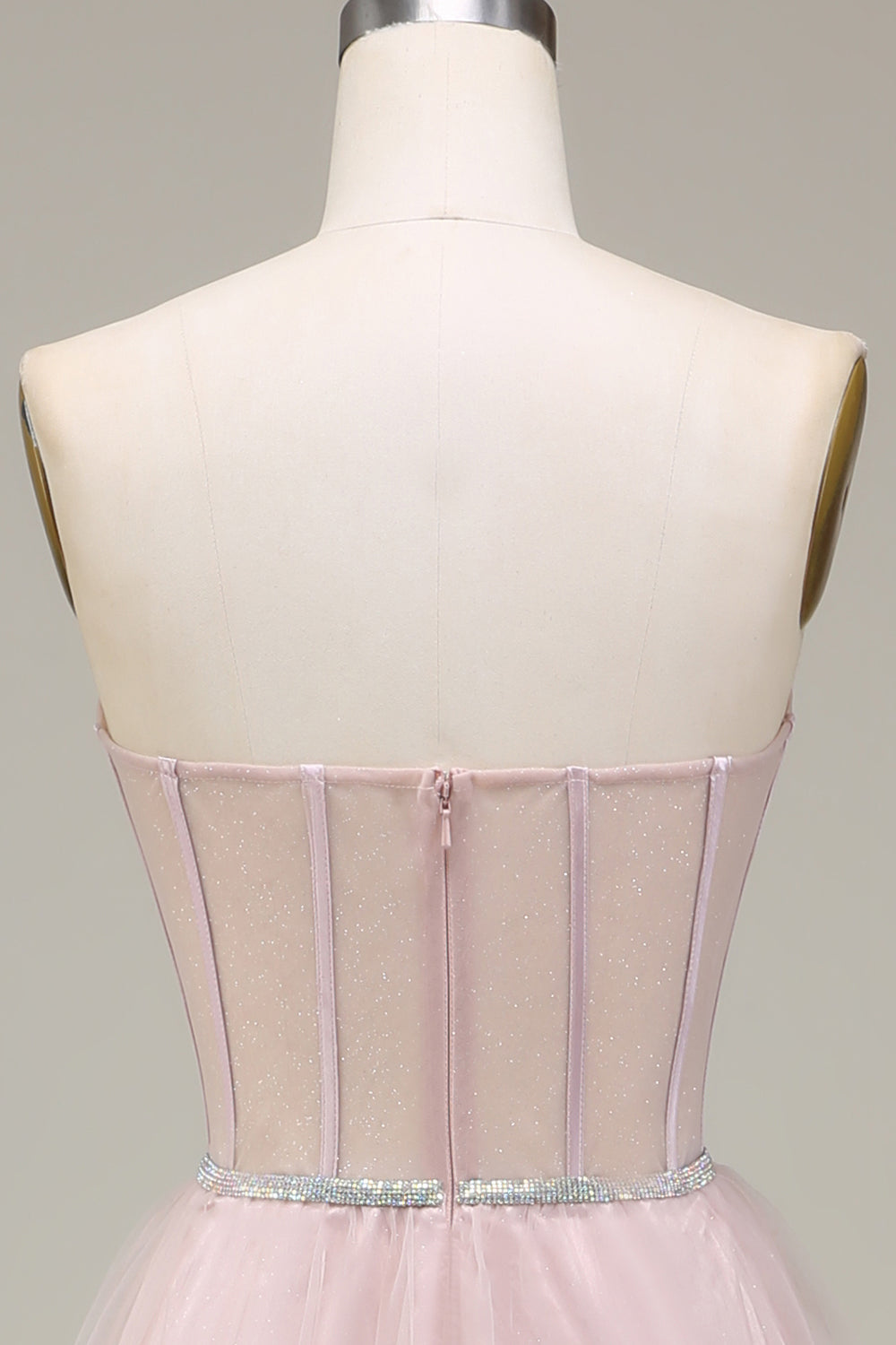 Tylle Sweetheart Light Pink Prom kjole med korsett