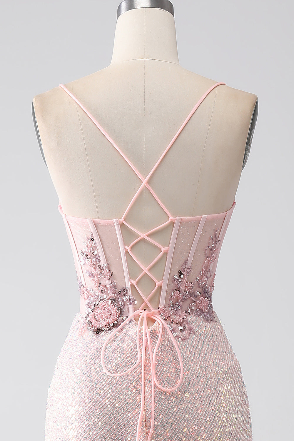 Glitter Pink Beaded Mermaid Prom kjole med Slit