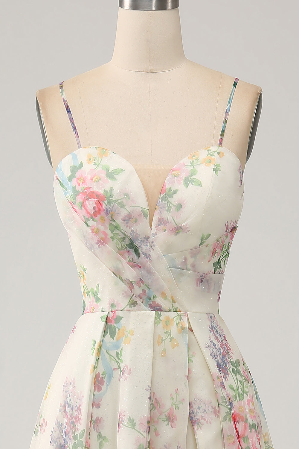 A-Line Flower Trykt Ivory Prom Dress med Slit
