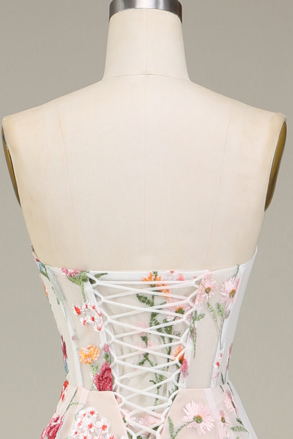 A-Line Sweetheart Long Corset Prom kjole med blomst