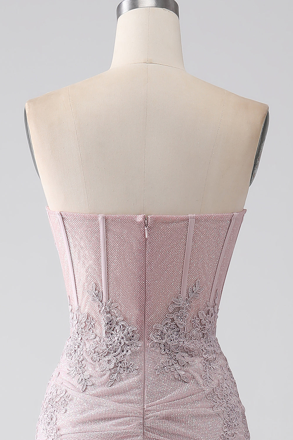 Sparkly stroppeløs havfrue korsett Prom kjole med Appliques