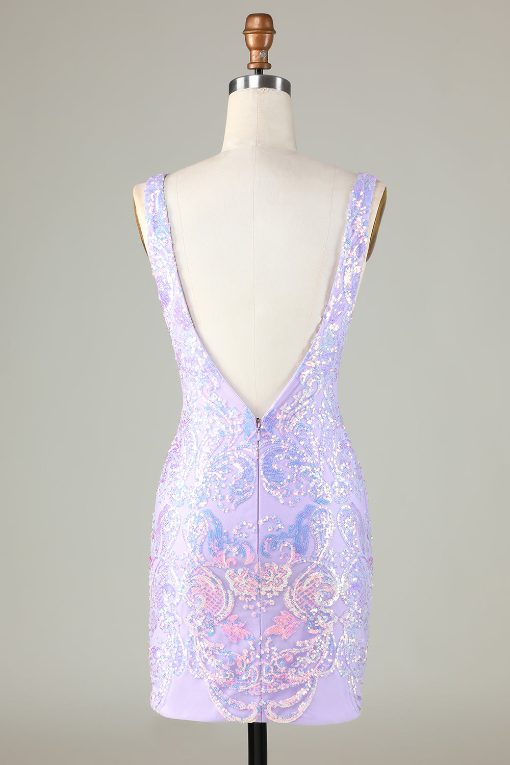 Lavendel Sparkly Tight Homecoming kjole med ryggløs