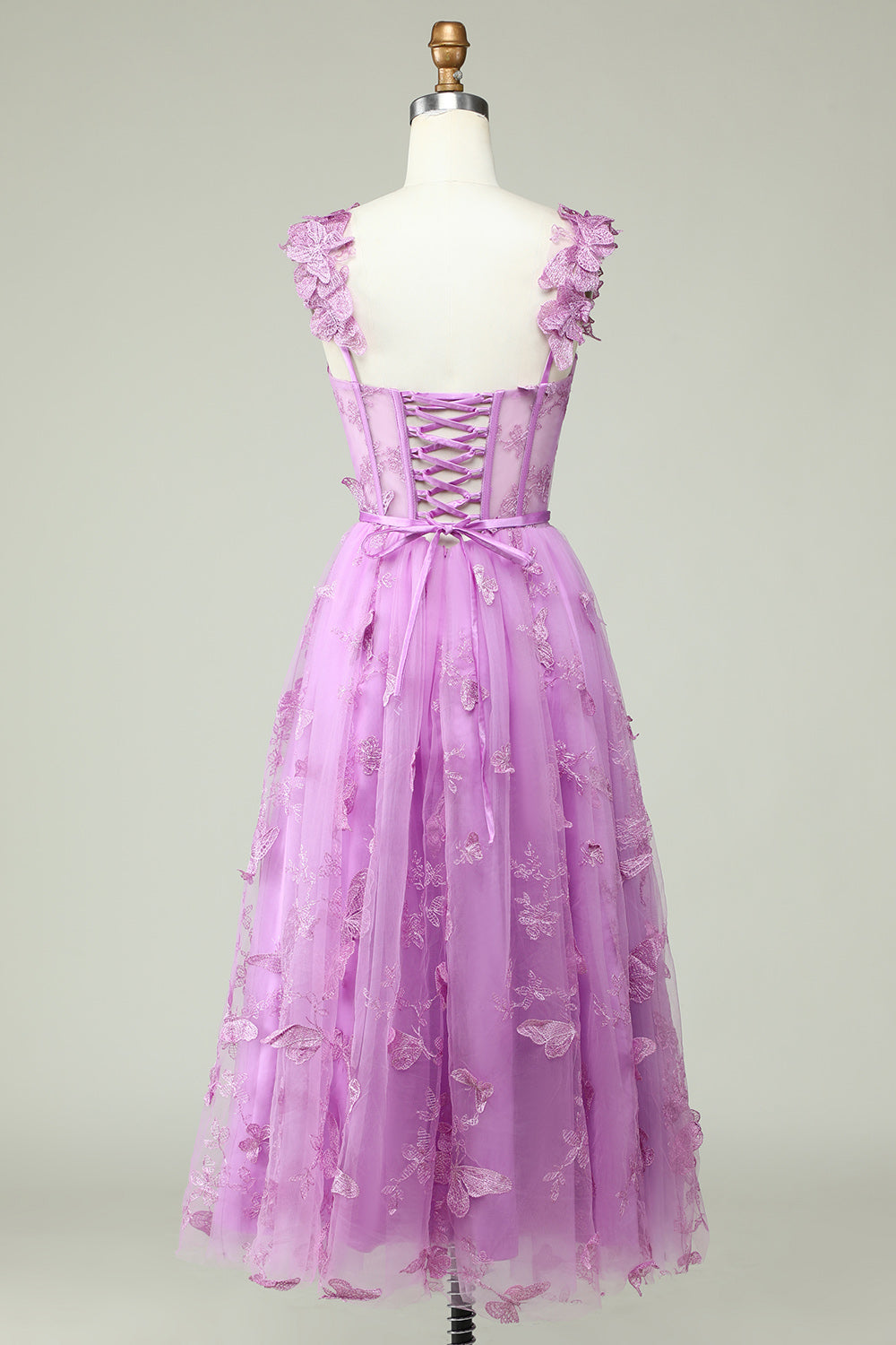 Lilla A Line Sommerfugler Appliques Prom Dress