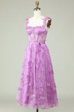 Lilla A Line Sommerfugler Appliques Prom Dress