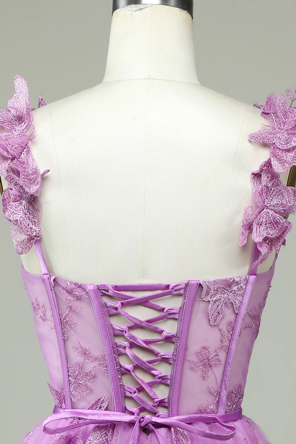 Cute A Line Sweetheart Purple Corset Homecoming kjole med Appliques