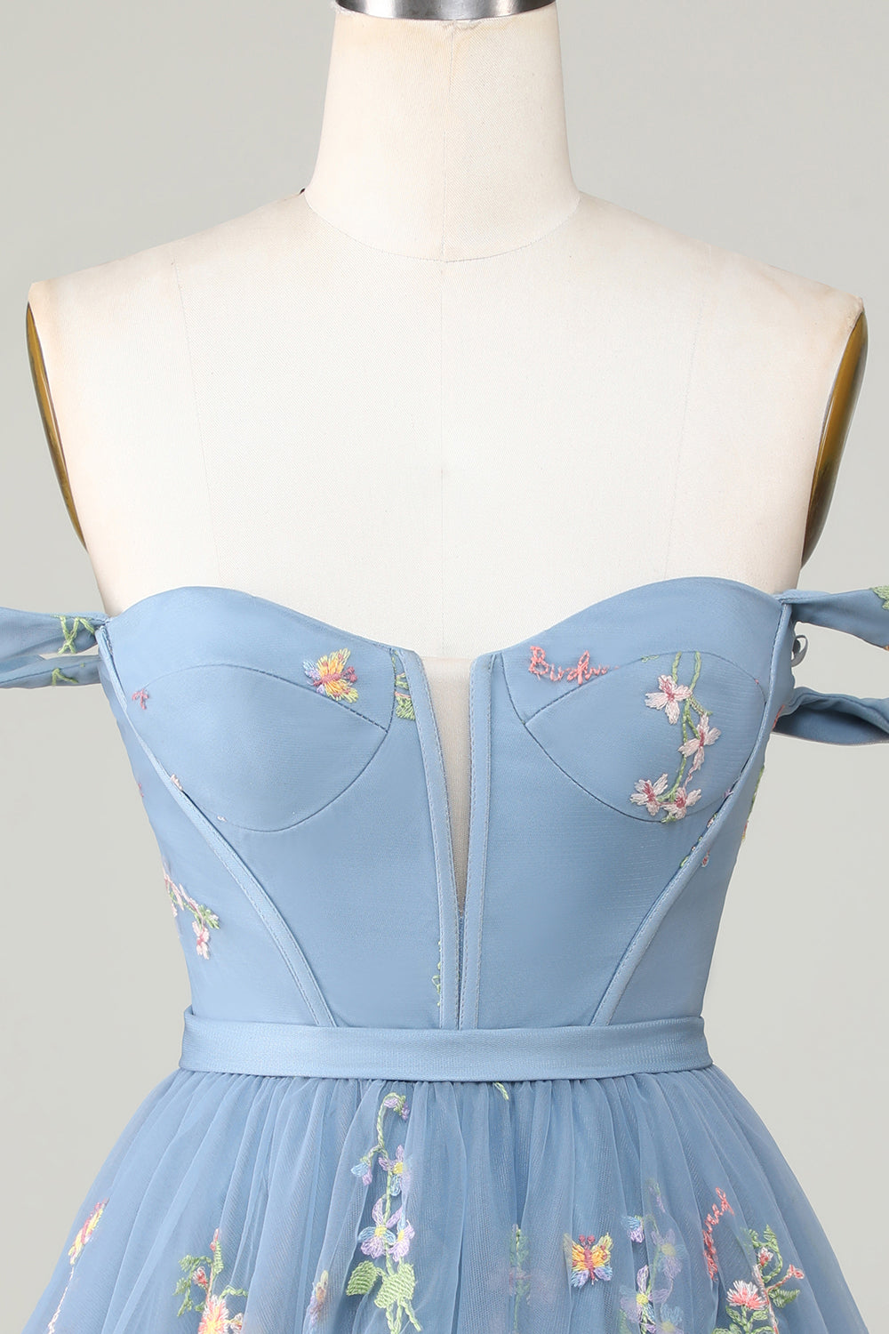Cute A Line Sweetheart Grey Blue Short Homecoming Dress med broderi