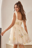 Cute A Line Sweetheart Grey Blue Short Homecoming Dress med broderi
