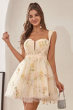 Cute A Line Sweetheart Purple Short Homecoming Dress med broderi