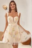 Cute A Line Sweetheart Grey Blue Short Homecoming Dress med broderi