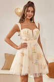 Cute A Line Sweetheart Grey Blue Short Homecoming Dress med broderi