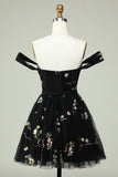 Svart En linje av skulderen Homecoming Dress