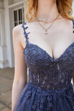 A Line Spaghetti stropper Grå Short Homecoming Dress med Appliques