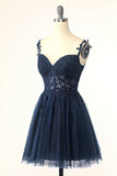 Unik A Line Spaghetti stropper Mint Short Homecoming kjole med Appliques