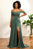 Eukalyptus ruched blonder opp tilbake lang Chiffon brudepike kjole