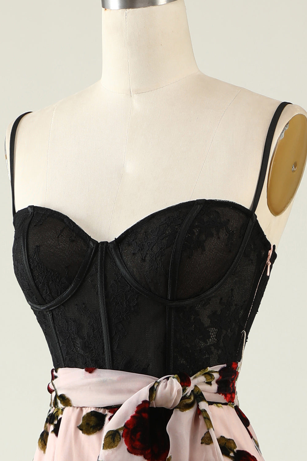 Floral Spaghetti stropper Prom kjole med Slit