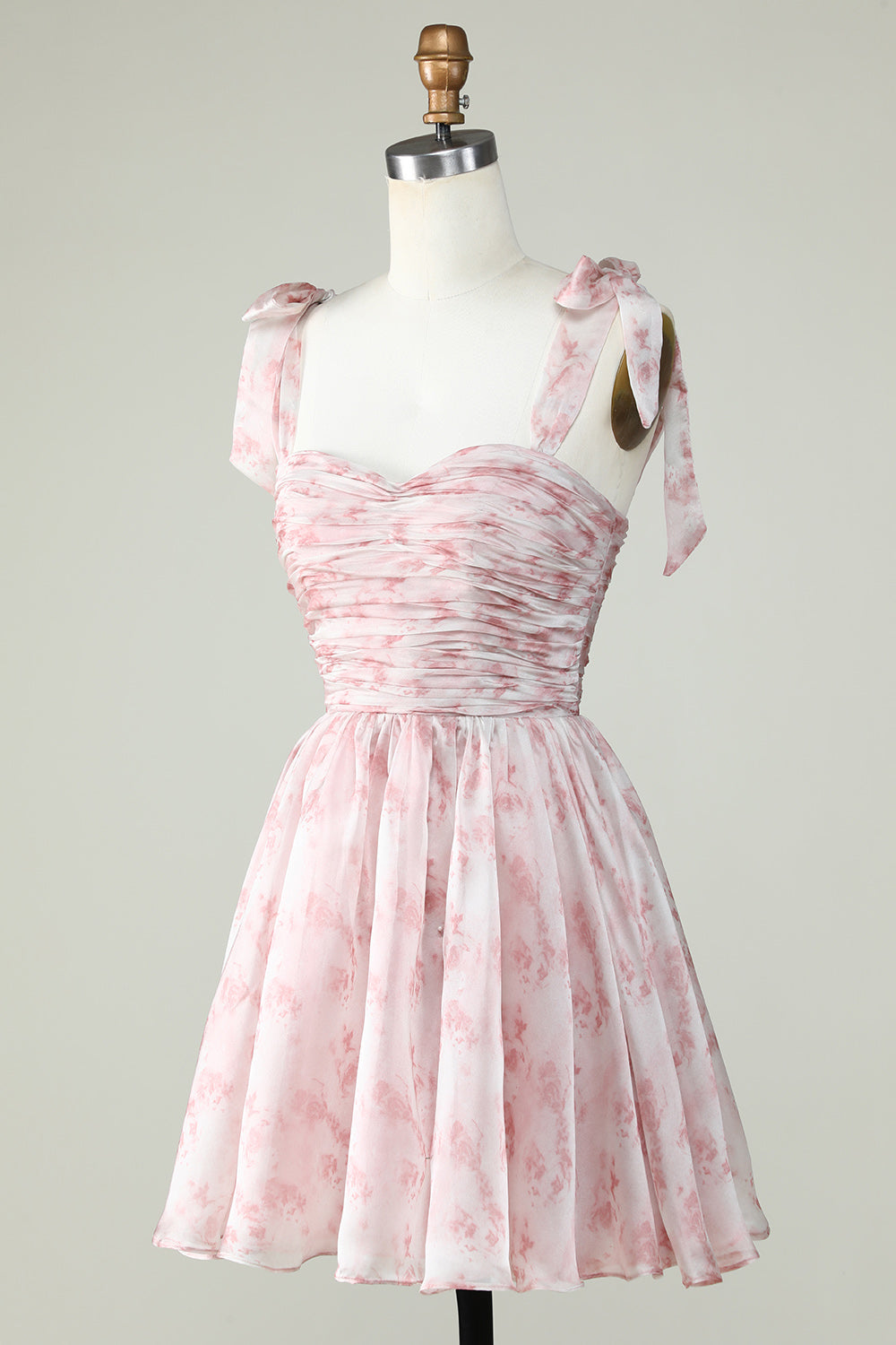 Blå A Line Spaghetti stropper Homecoming Dress