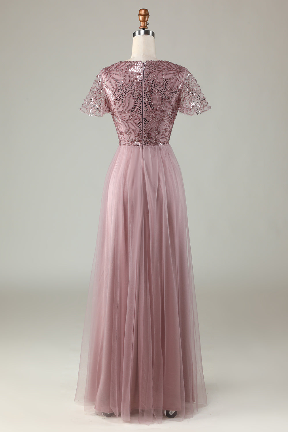 A-Line Støvete Blå brudepike kjole med perler