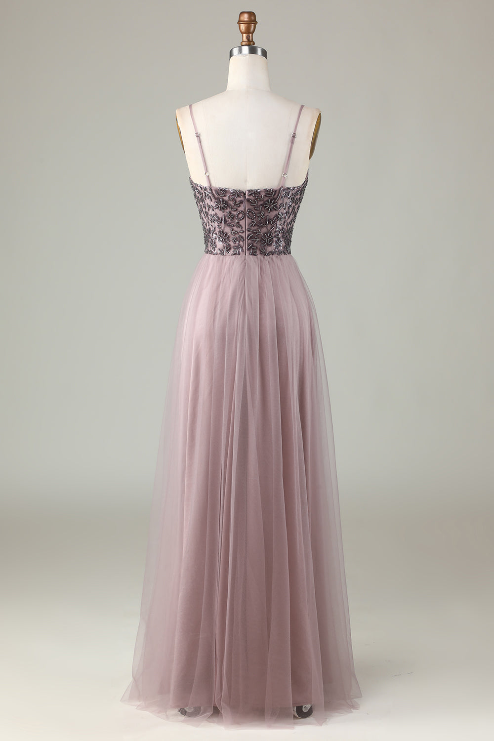 Beaded Spaghetti stropper støvete blå brudepike kjole