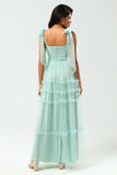 Keeper of My Heart A-Line V Neck Dusty Pink Long Bridesmaid Dress med perler