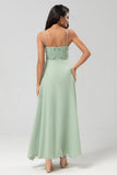 Certifiably Chic A Line Spaghetti stropper Dusty Pink Long brudepike kjole med Beaded