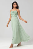 Certifiably Chic A Line Spaghetti stropper Dusty Pink Long brudepike kjole med Beaded