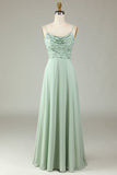 Certifiably Chic A Line Spaghetti stropper Dusty Pink Long brudepike kjole med Beaded