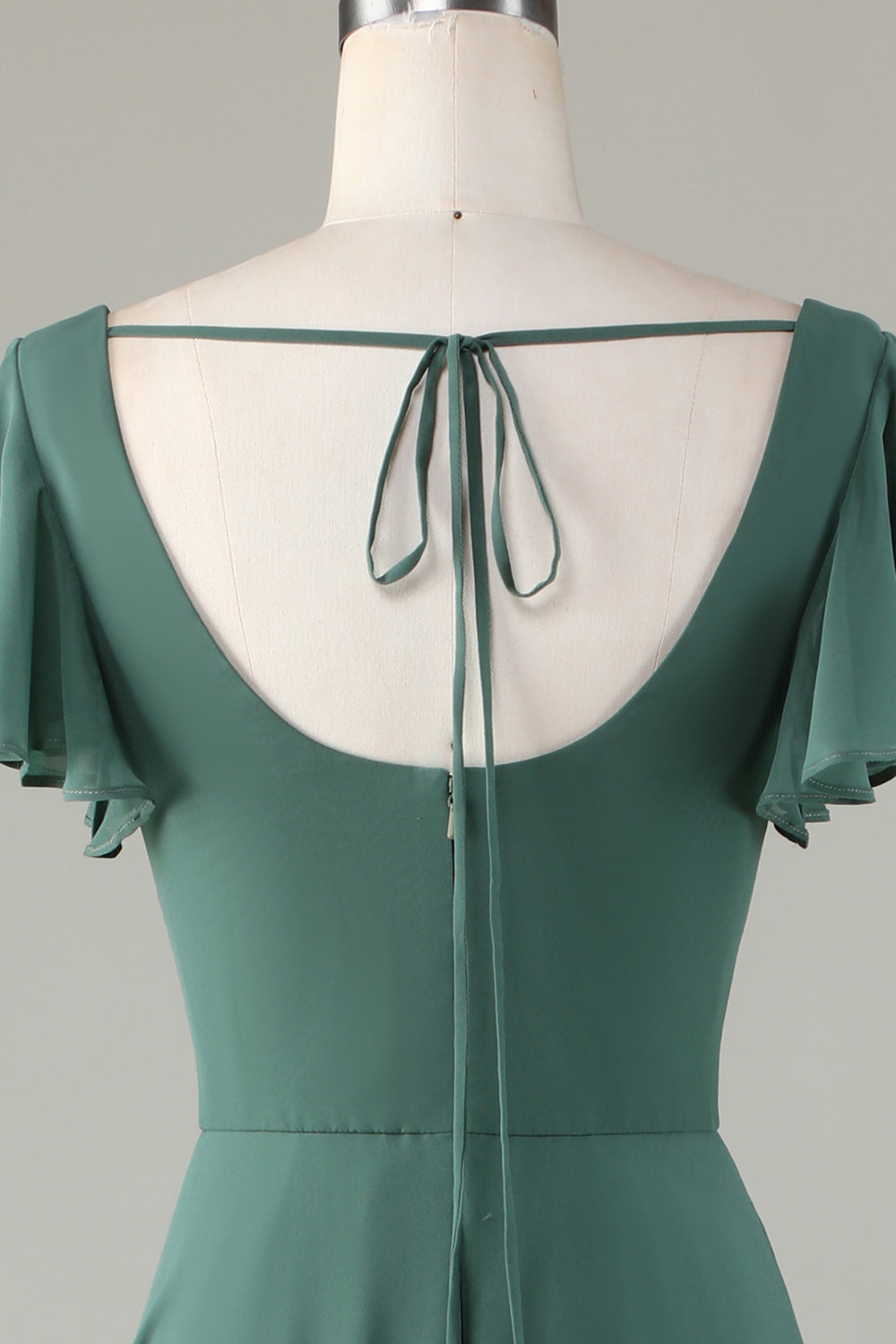 A-Line Eucalyptus Long Bridesmaid kjole med volanger