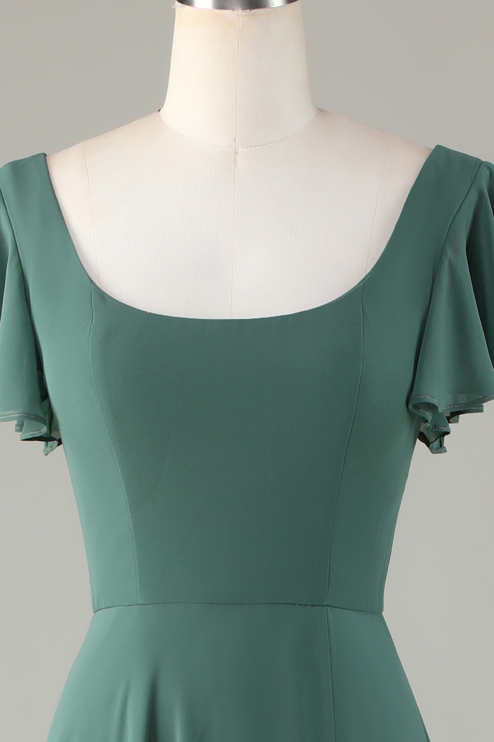 A-Line Eucalyptus Long Bridesmaid kjole med volanger