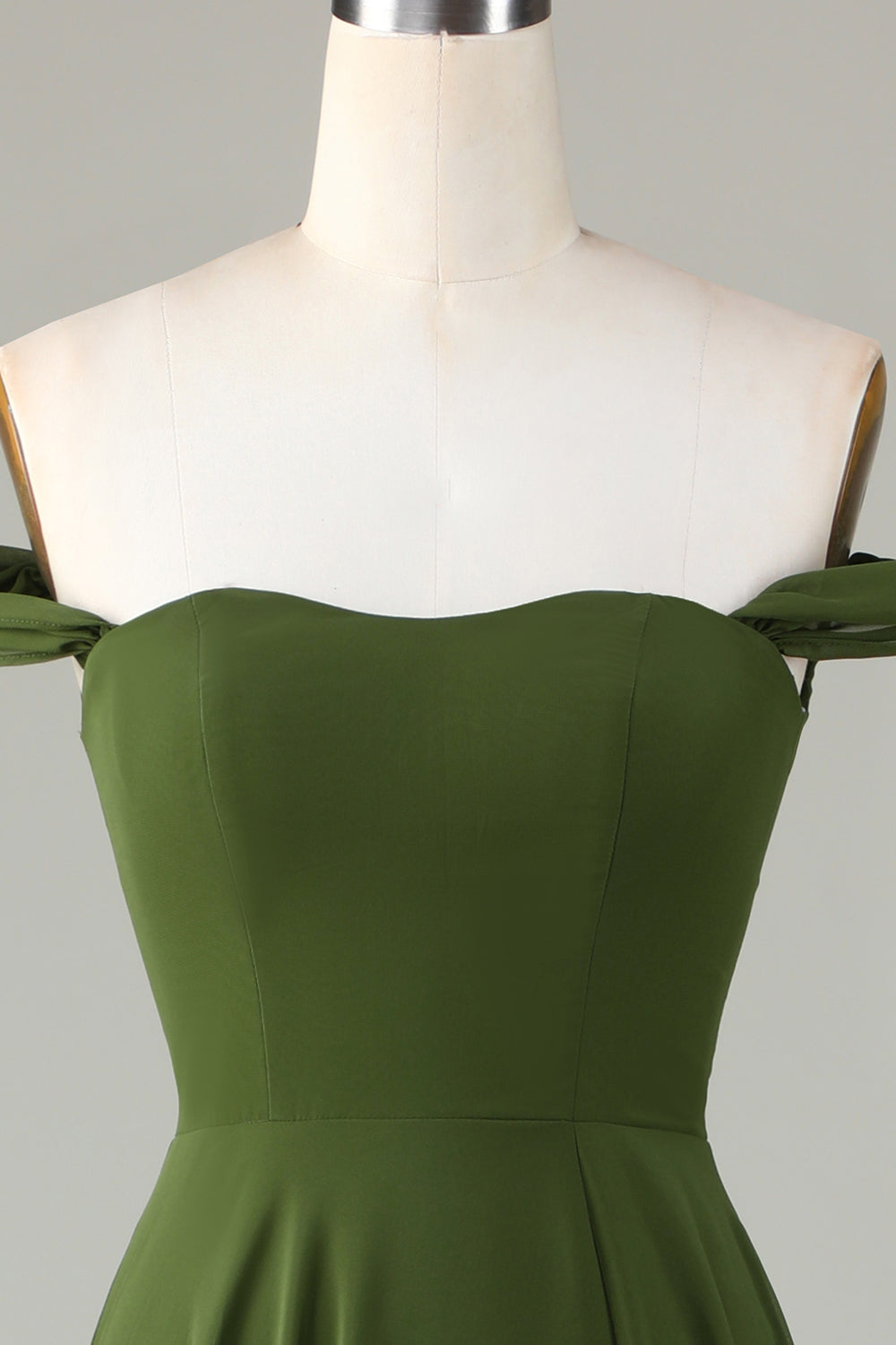 A-Line Off The Shoulder Olive brudepike kjole med Slit