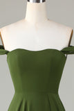 A-Line Off The Shoulder Olive brudepike kjole med Slit