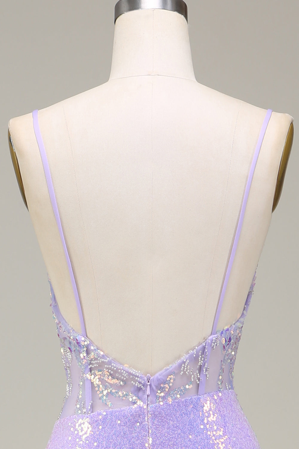 Sparkly Mermaid Light Purple Corset Prom Dress med Slit
