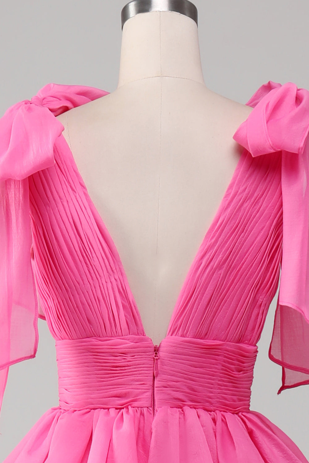 Prinsesse A-Line V-hals Fuchsia Prom kjole med spalt