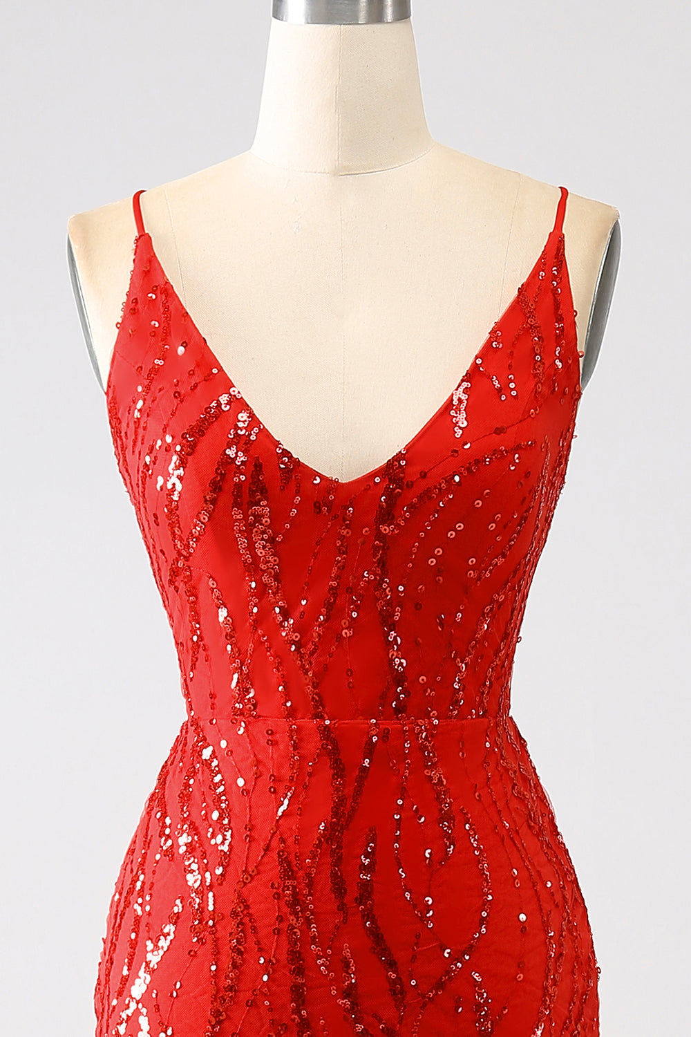Glitter Red Mermaid Long Sequins Prom Dress med Slit