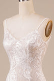 Backless Lace Ivory brudekjole med Sweep Train