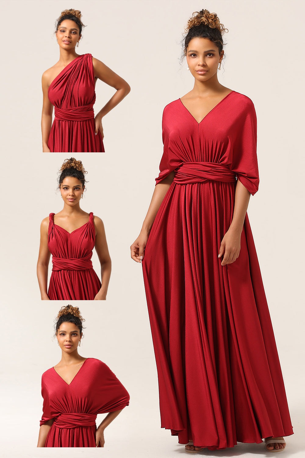 Beauty A-Line Halter Neck Burgund Long Bridesmaid Dress med Criss Cross Back