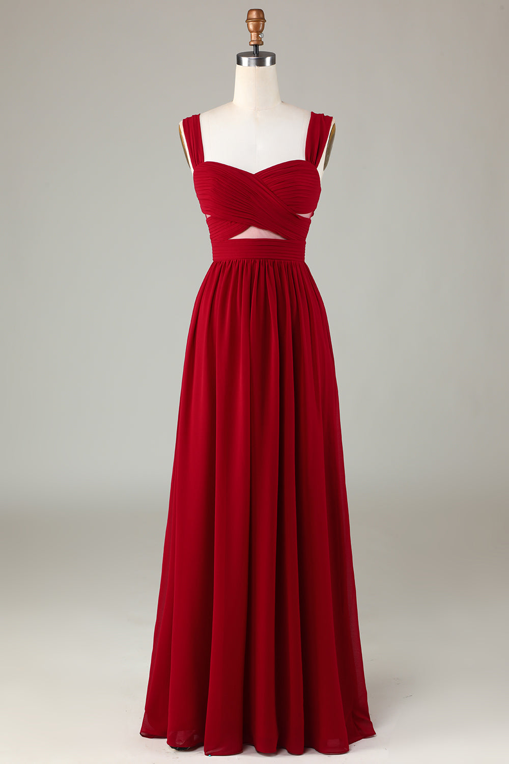 Burgund Cut Out A Line Long brudepike kjole
