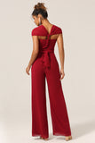 Burgunder Chiffon Konvertible brudepike jumpsuits