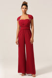 Burgunder Chiffon Konvertible brudepike jumpsuits