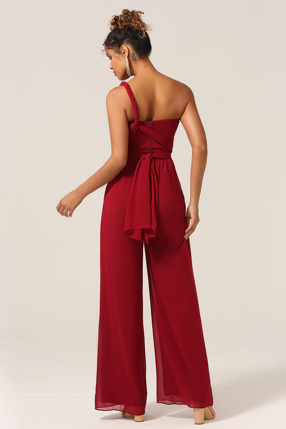 Burgunder Chiffon Konvertible brudepike jumpsuits