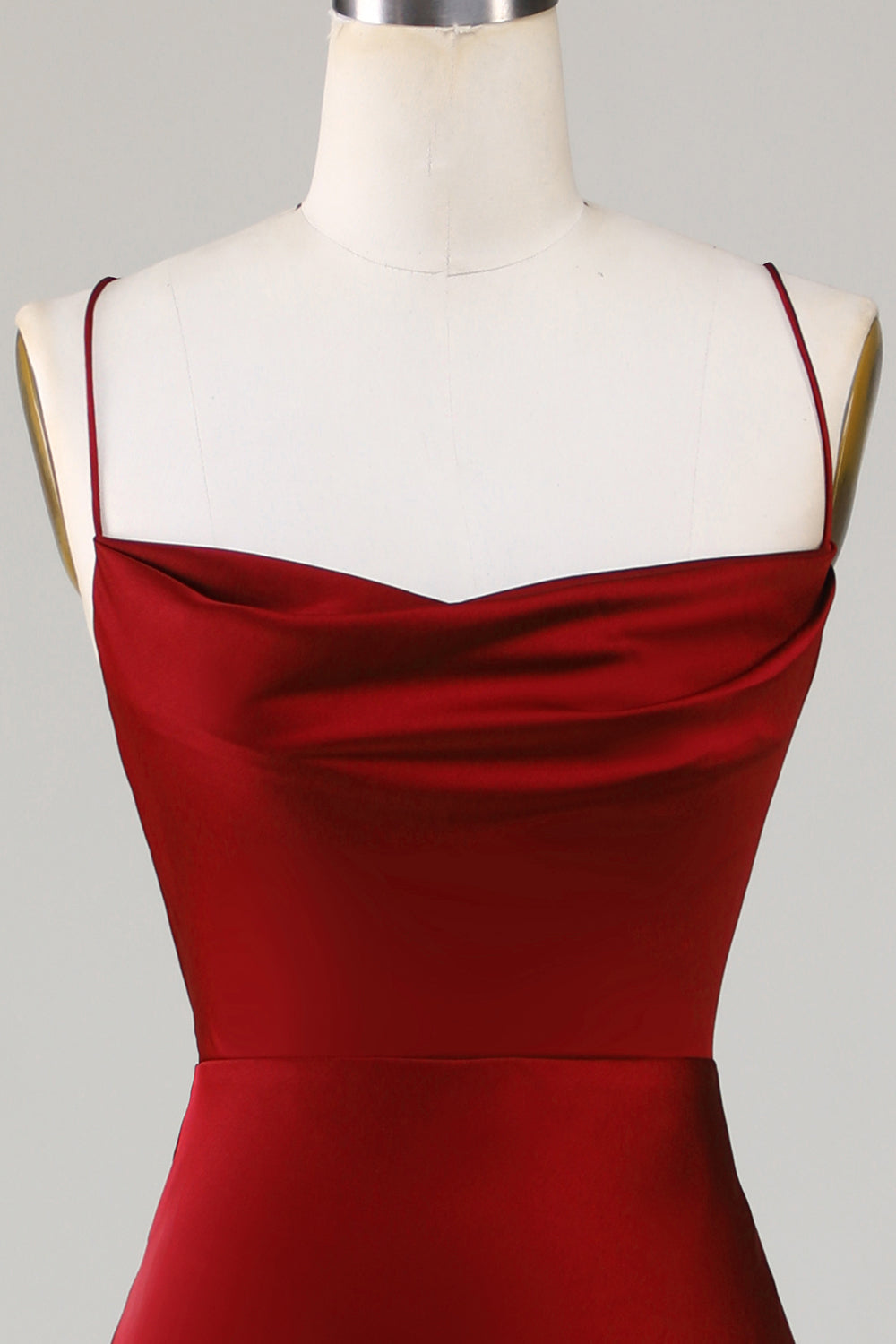 Lace-Up Back Burgunder Long Bridesmaid Dress med Slit